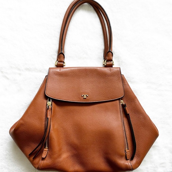 TORY BURCH HALF MOON LEATHER TOTE BAG - Picture 1 of 10